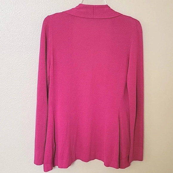 Lafayette 148 Pink Ruffle Open Front Longline Cardigan - Size Small - Picture 4 of 7